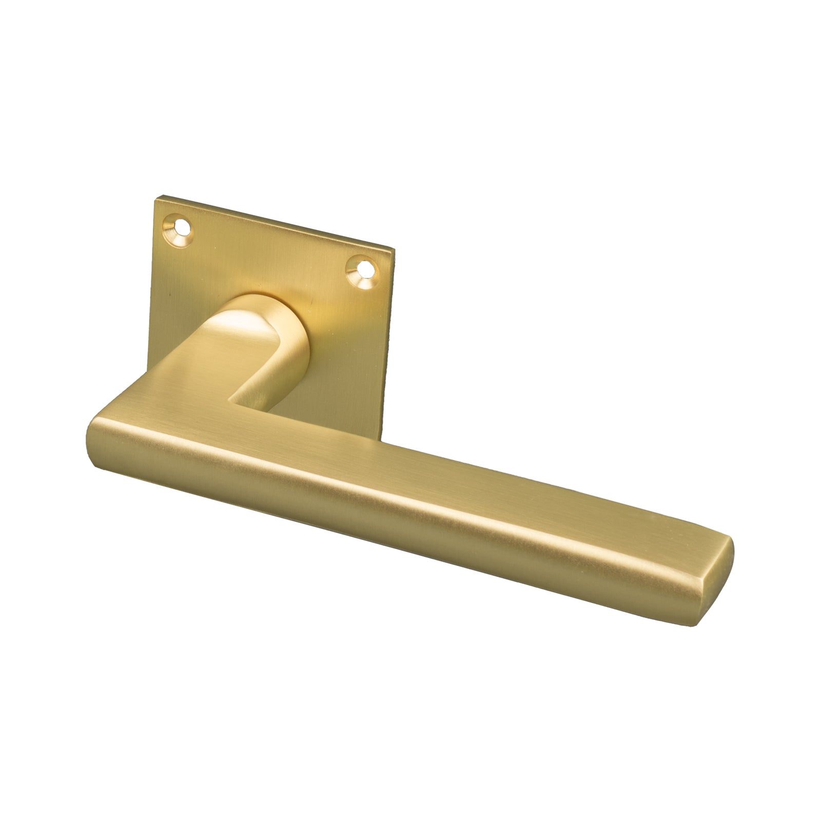 SHOW Trident Square Rose Door Handles - Low Profile with Satin Brass finish