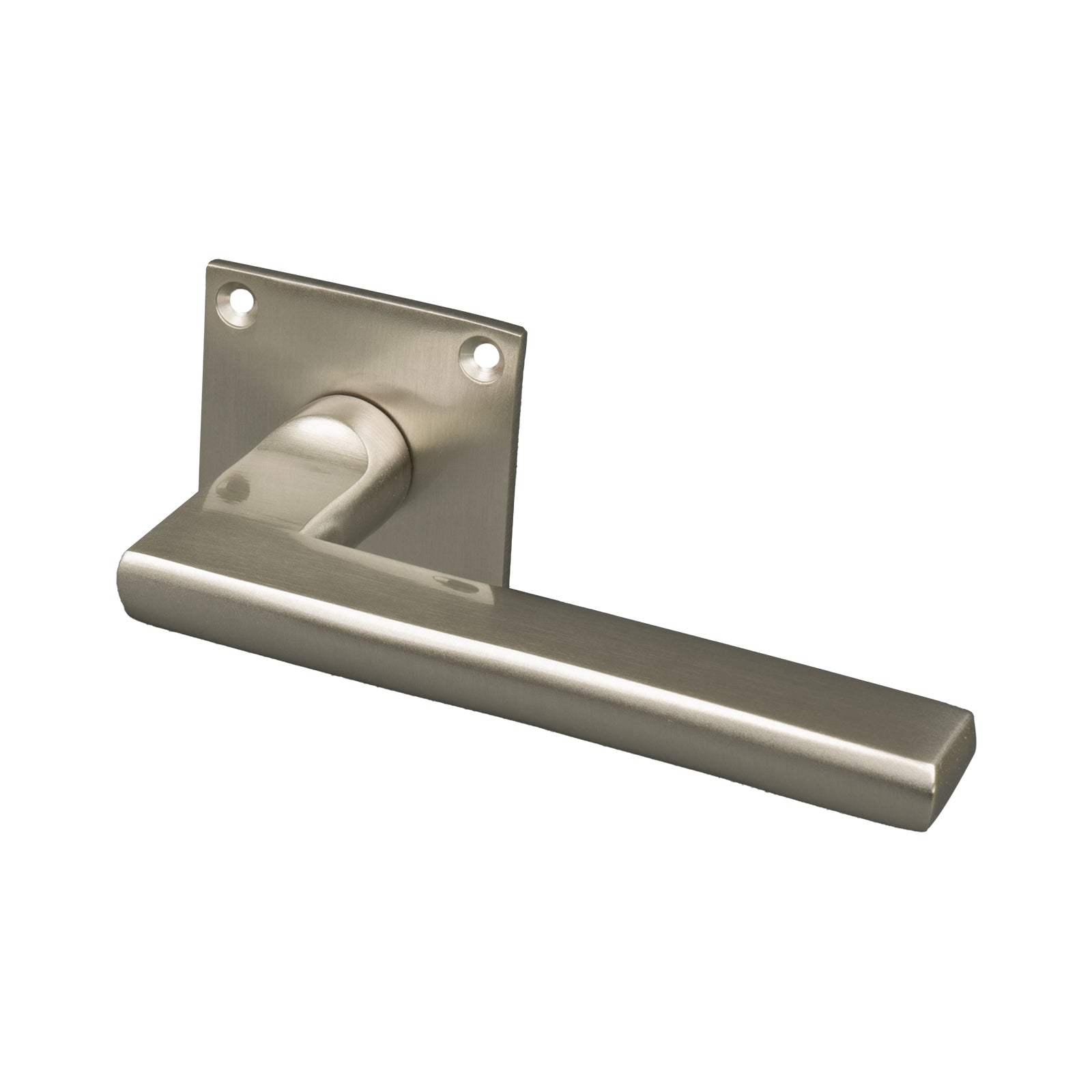 SHOW Trident Square Rose Door Handles - Low Profile with Satin Nickel finish