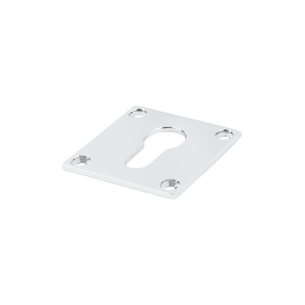 chrome square keyhole cover plate, screw on escutcheon for euro locks SHOW