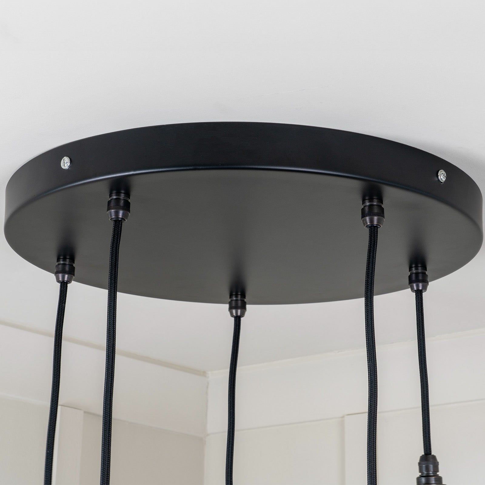 SHOW SHOW Close Up Image Of Ceiling Rose For Brindley Cluster Light in Nickel