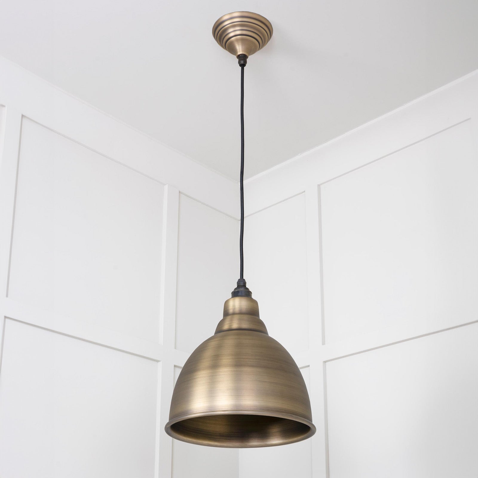 SHOW Full Image of Hanging Brindley Ceiling Light in Aged Brass