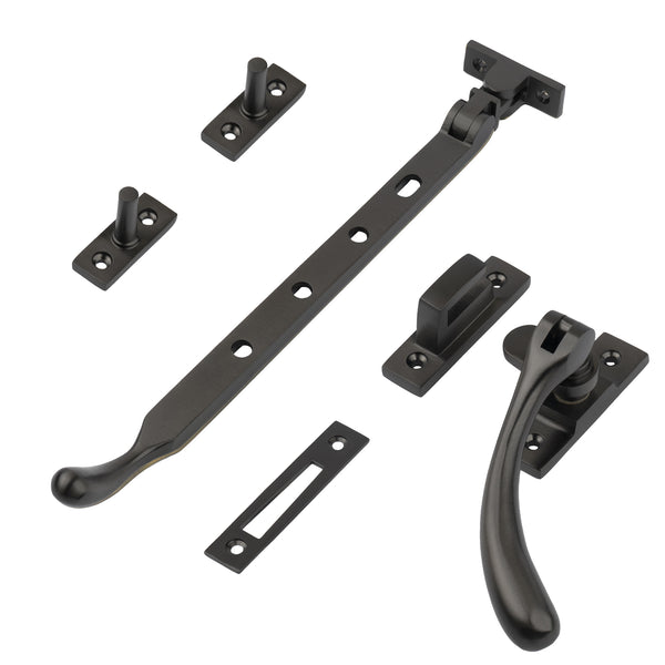Matt bronze 10 inch ball end casement window stay set SHOW