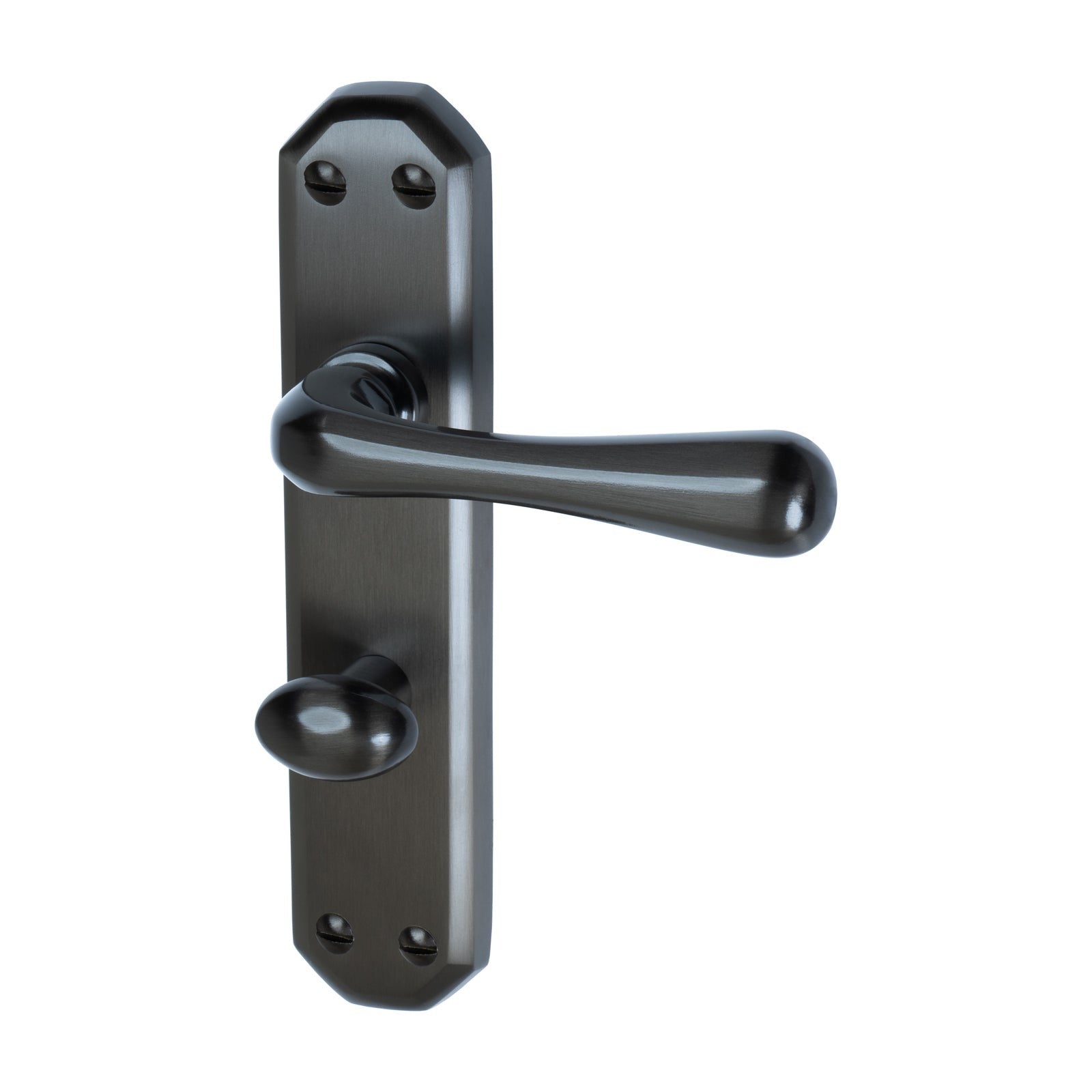 Charlbury Door Handles On Plate Bathroom Handle in Matt Bronze 