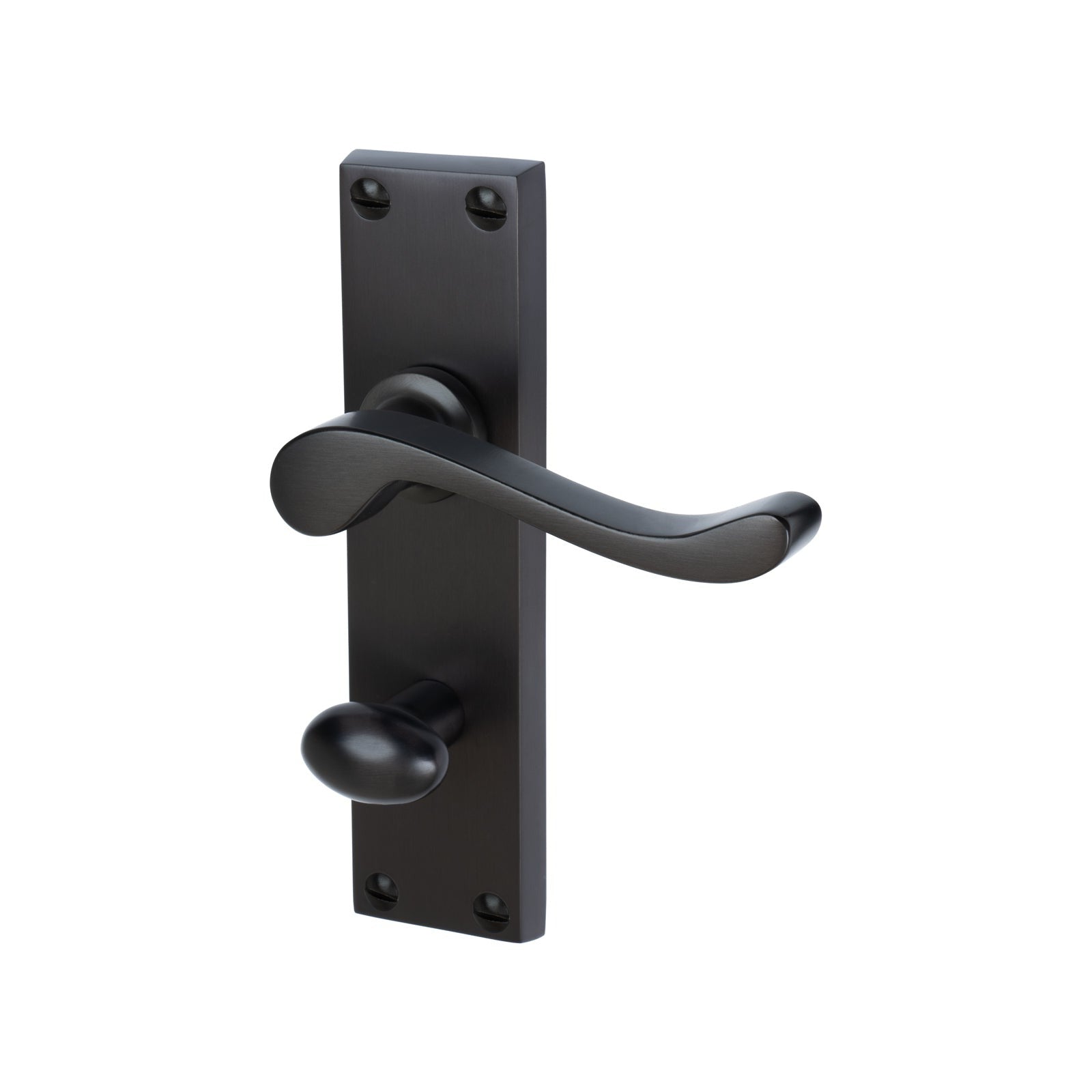 Bedford Door Handles On Plate Bathroom Handle in Matt Bronze 