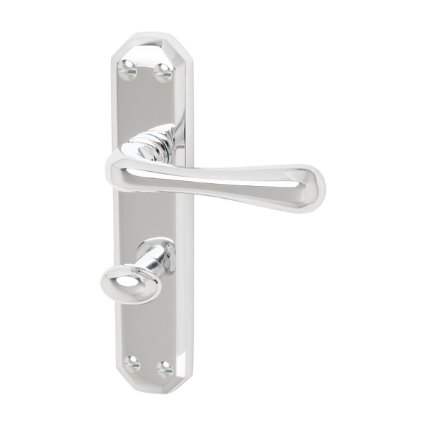Charlbury Door Handles On Plate Latch Handle in Polished Chrome 