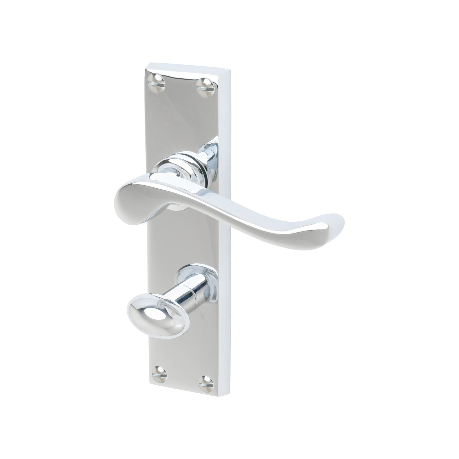 Bedford Door Handles On Plate Bathroom Handle in Polished Chrome
