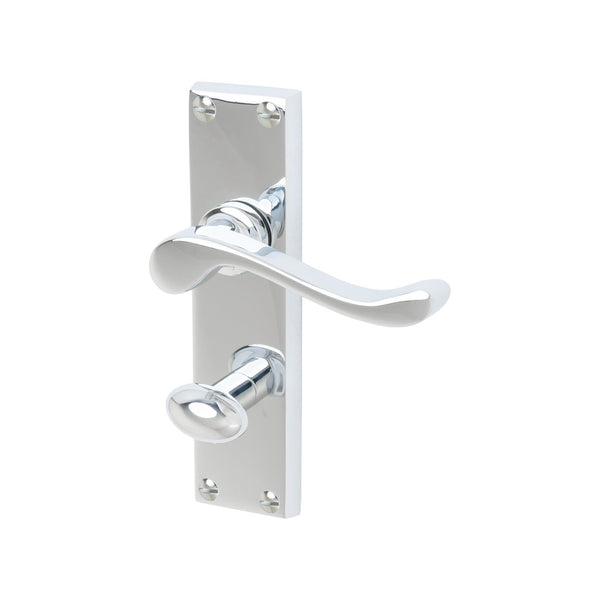 Bedford Door Handles On Plate Bathroom Handle in Polished Chrome