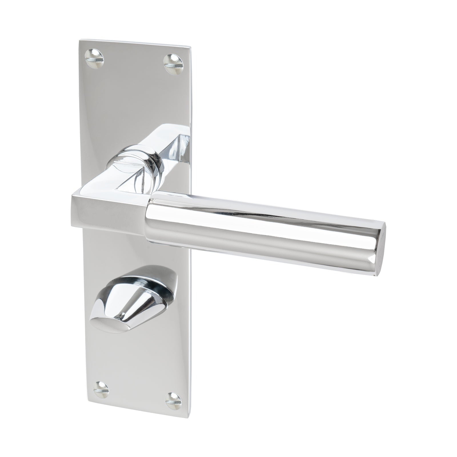 Bauhaus Door Handles On Plate Bathroom Handle in Polished Chrome