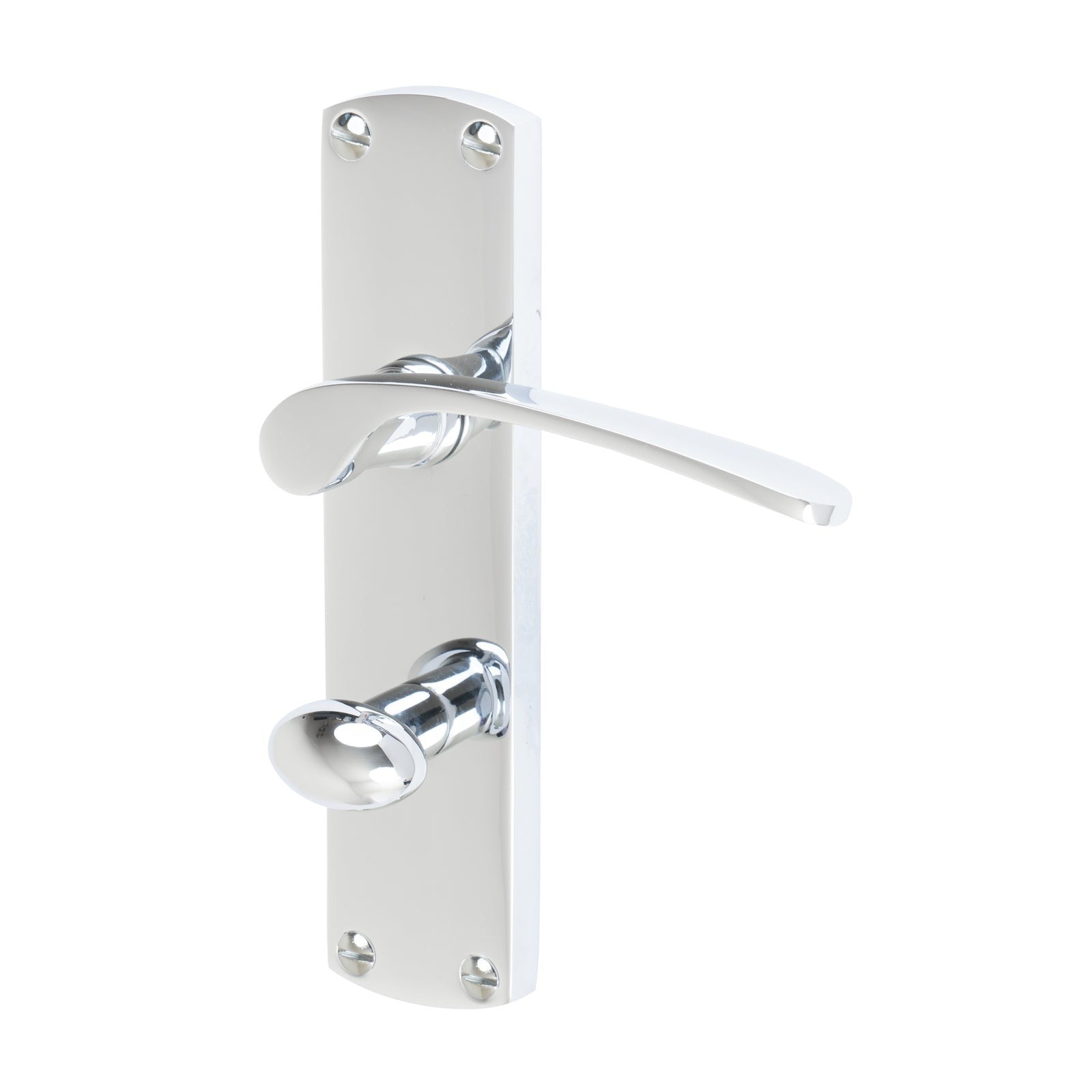 Diplomat Door Handles On Plate Bathroom Handle in Polished Chrome