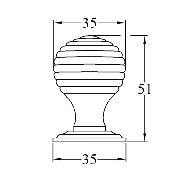 Basic Dimension Drawing of Small Beehive Cabinet Knob SHOW