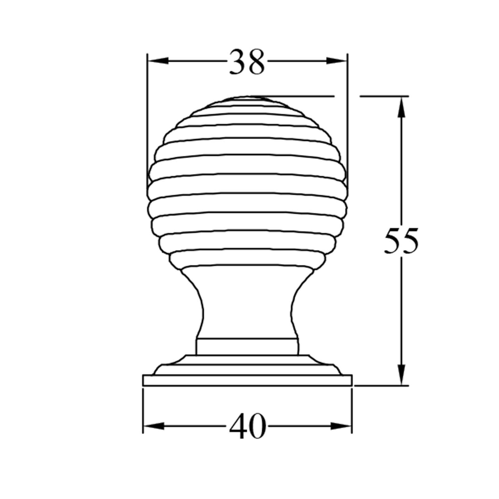 Basic Dimension Drawing of Large Beehive Cabinet Knob SHOW