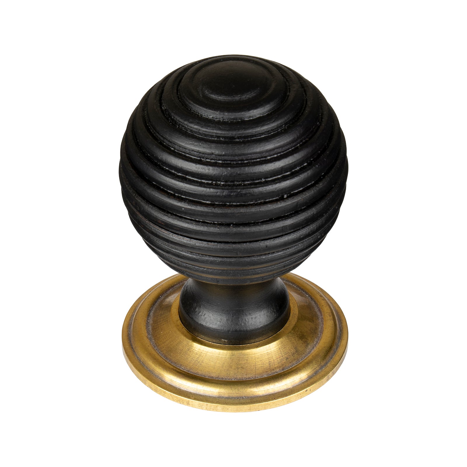 Beehive Cabinet Knob with Antique Brass Rose Ebonised Large SHOW