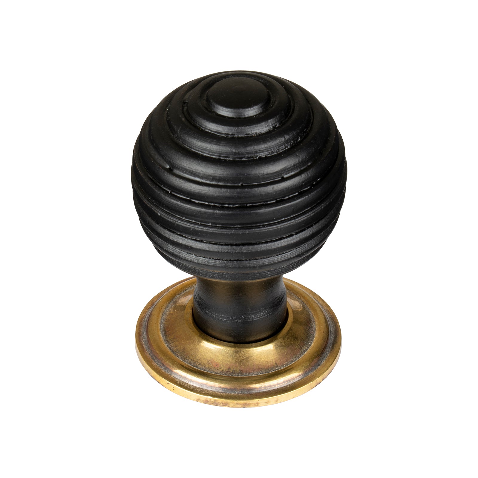Beehive Cabinet Knob with Antique Brass Rose Ebonised Small SHOW
