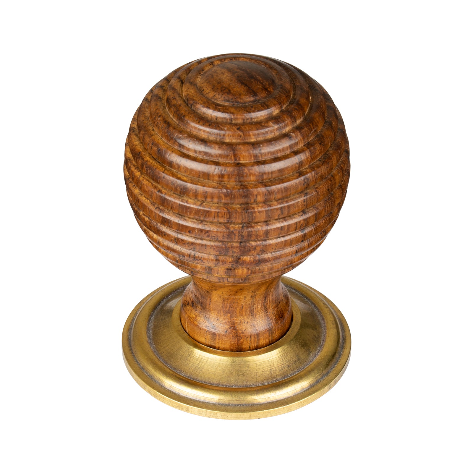 Beehive Cabinet Knob with Antique Brass Rose Rosewood Large SHOW