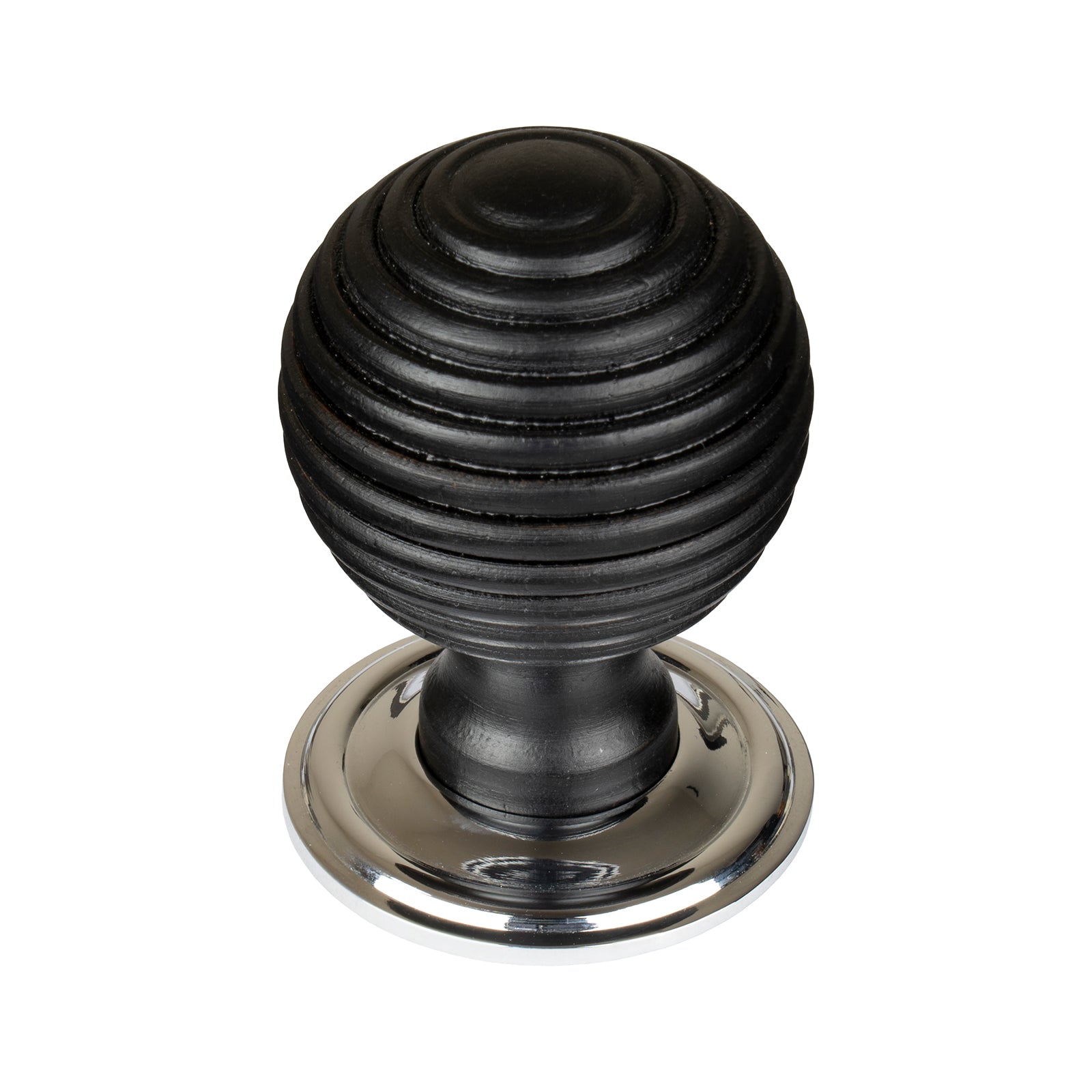 Beehive Cabinet Knob with Antique Chrome Rose Ebonised Large SHOW