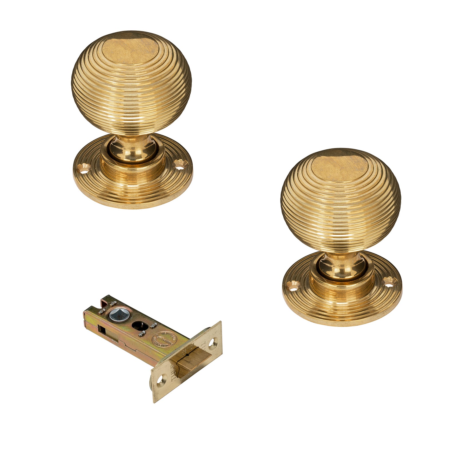 Brass beehive door knob 3 inch latch set