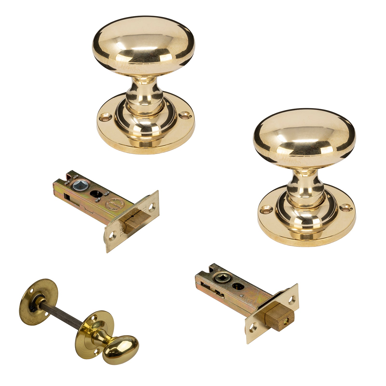 Oval Antique Brass Door Knobs 3 inch Bathroom Set