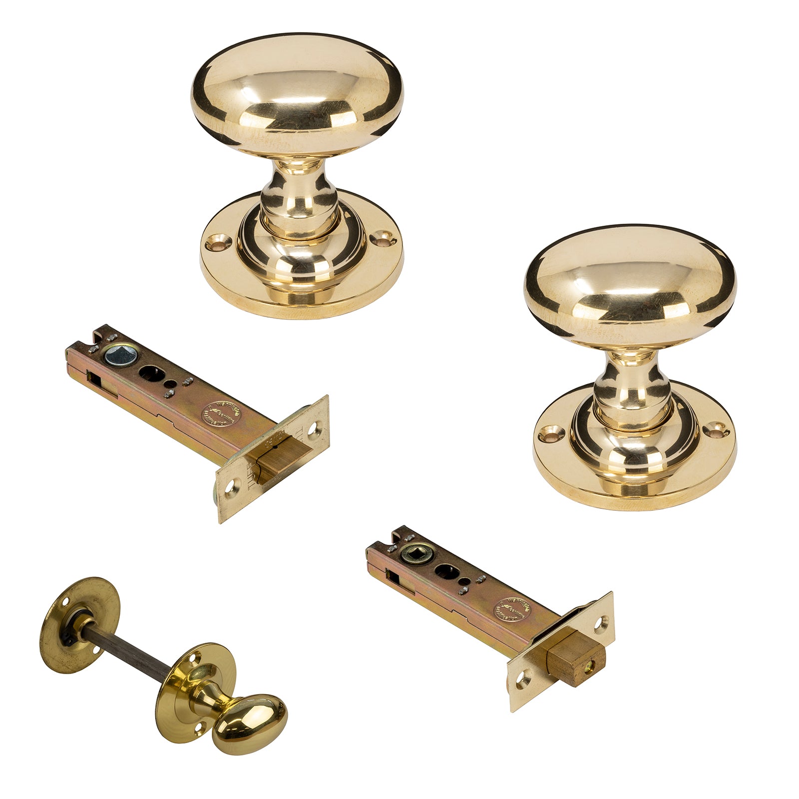 Oval Brass Door Knobs 4 inch Bathroom Set
