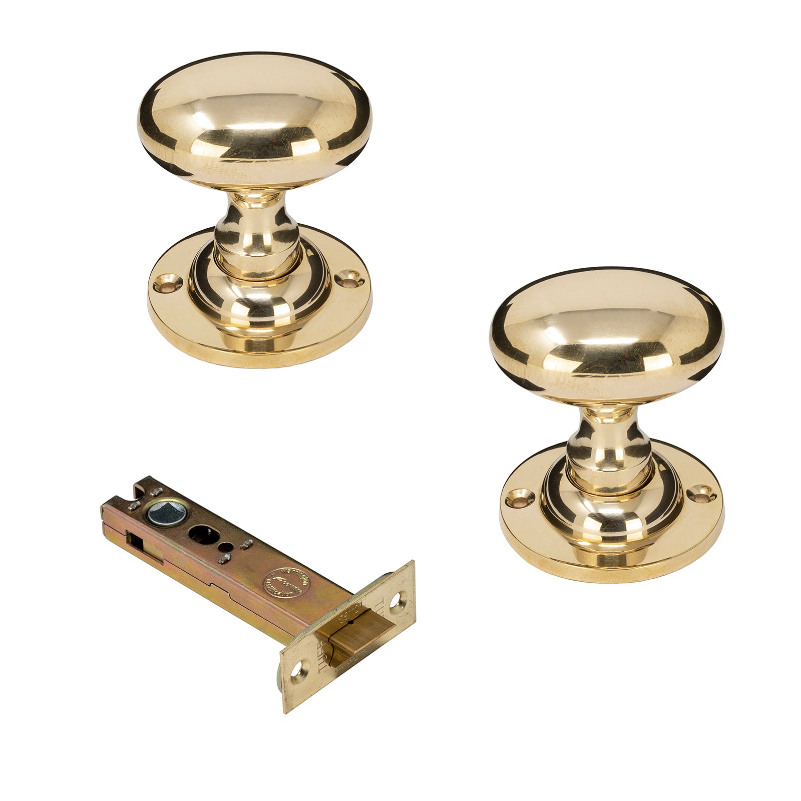 Oval Brass Door Knob 4 inch Latch set