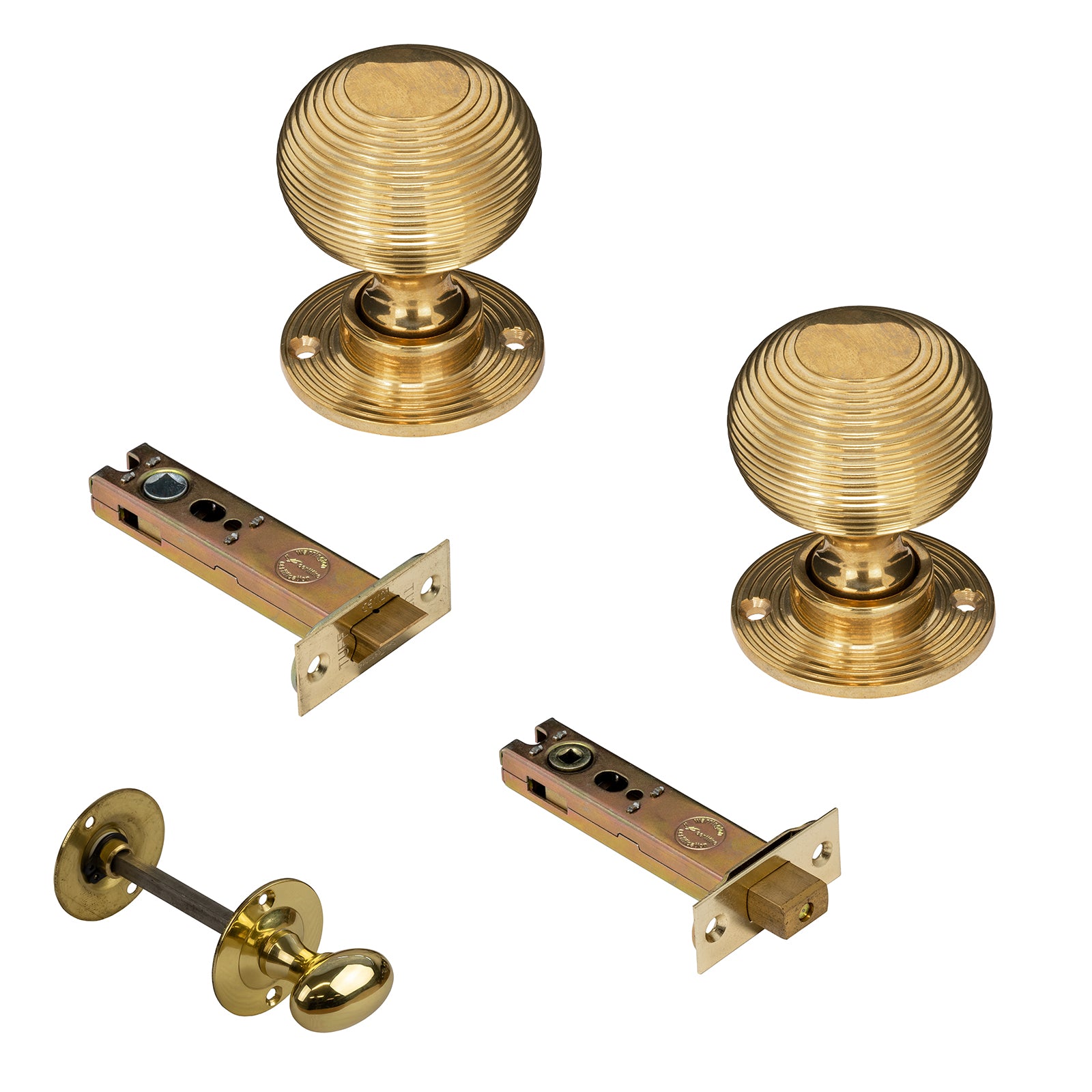 brass beehive door knob 4 inch bathroom set