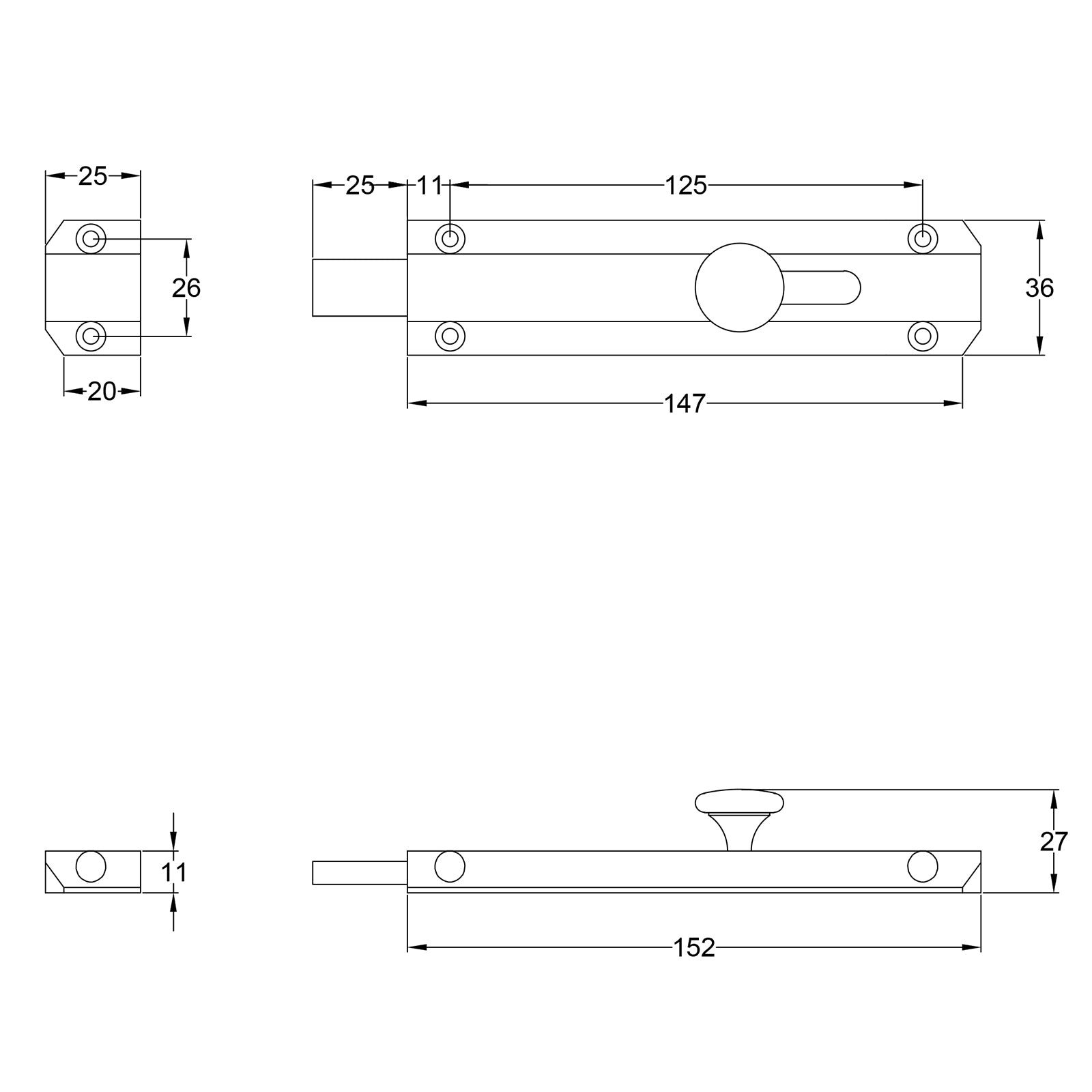 flat bolt 6 inch dimension drawing SHOW
