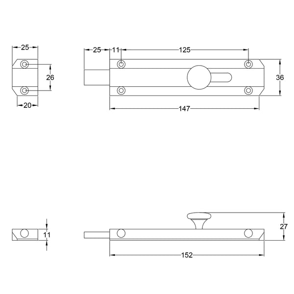 flat bolt 6 inch dimension drawing SHOW