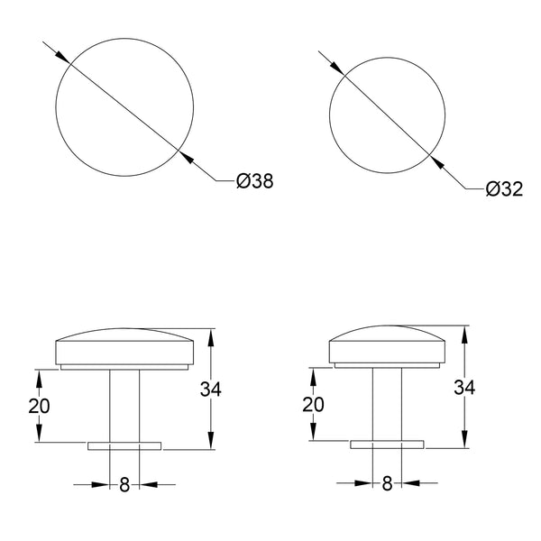 Round Hammered Cabinet Knobs On Rose dimension drawing SHOW