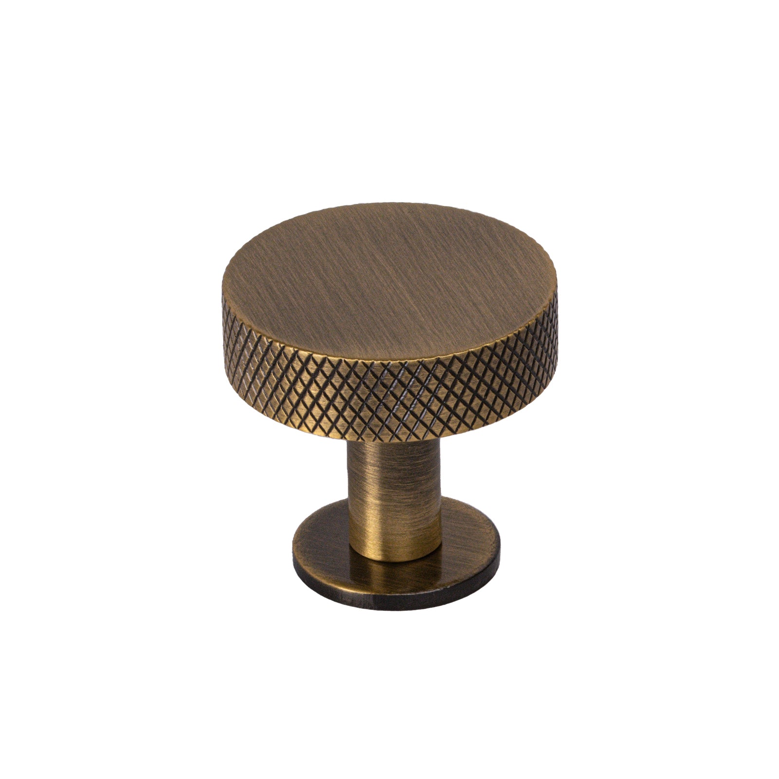 antique brass small disc knurled cabinet knob SHOW
