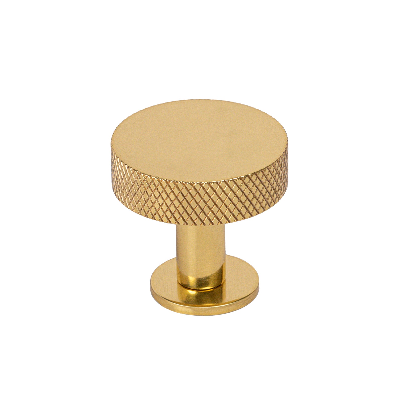 polished brass knurled cabinet knob on rose, kitchen cupboard knob SHOW