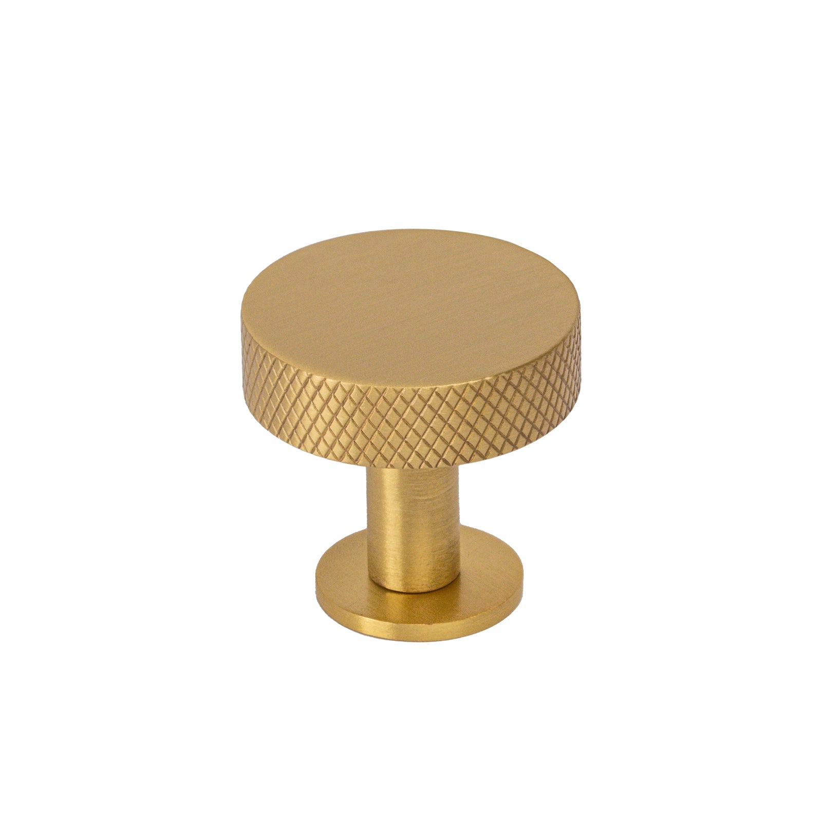 satin brass knurled cabinet knob on rose 32mm SHOW