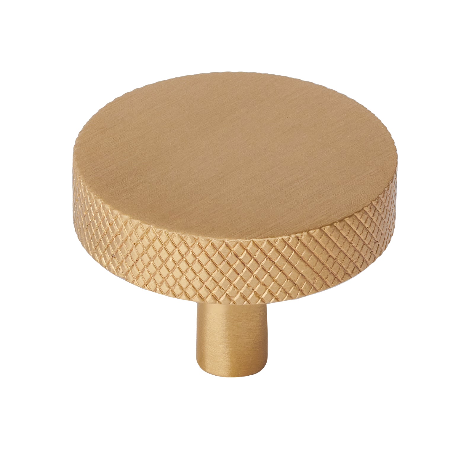 satin brass knurled cupboard knob