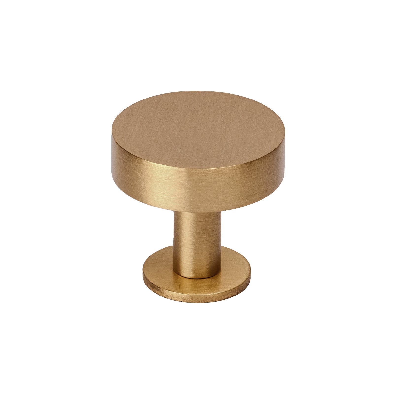 satin brass disc cabinet knobs on rose, kitchen cupboard knobs with roseplate SHOW