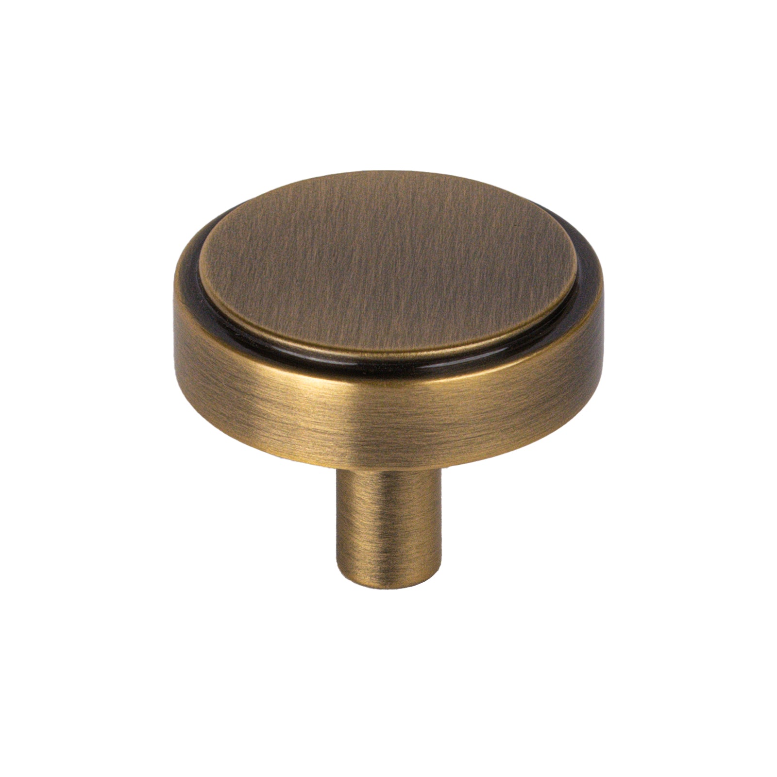 antique brass stepped disc cabinet knobs, kitchen hardware