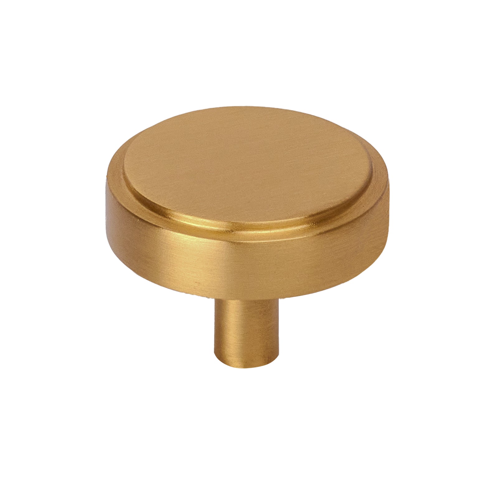 satin brass antique brass stepped disc cabinet knobs, kitchen hardware
