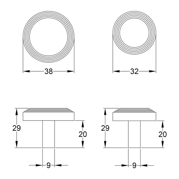 Technical draawing of Ridge Cabinet Knobs SHOW