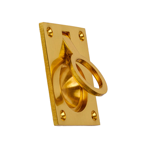 large brass flush ring cabinet pull, kitchen cupboard handles