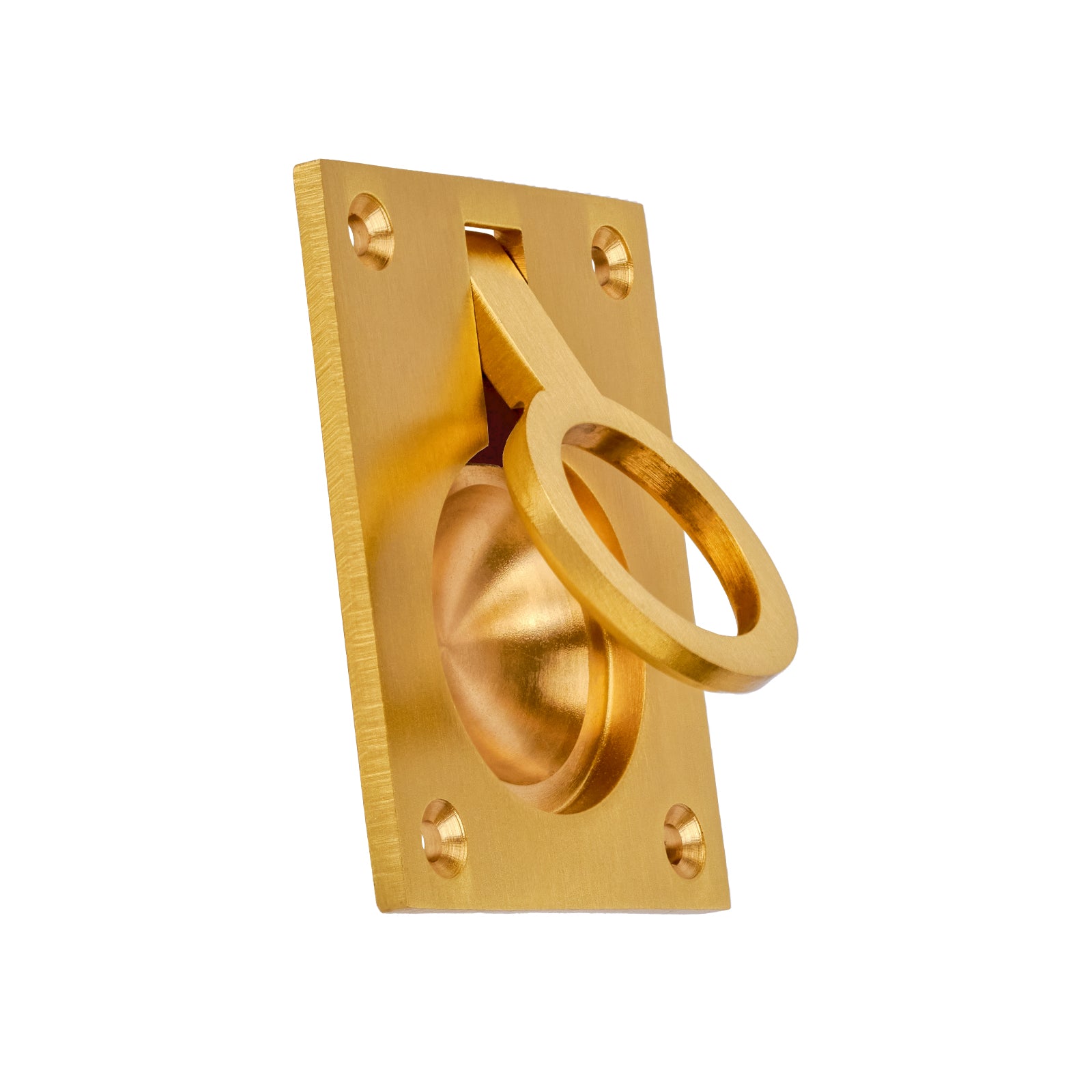 large satin brass flush ring cabinet pull