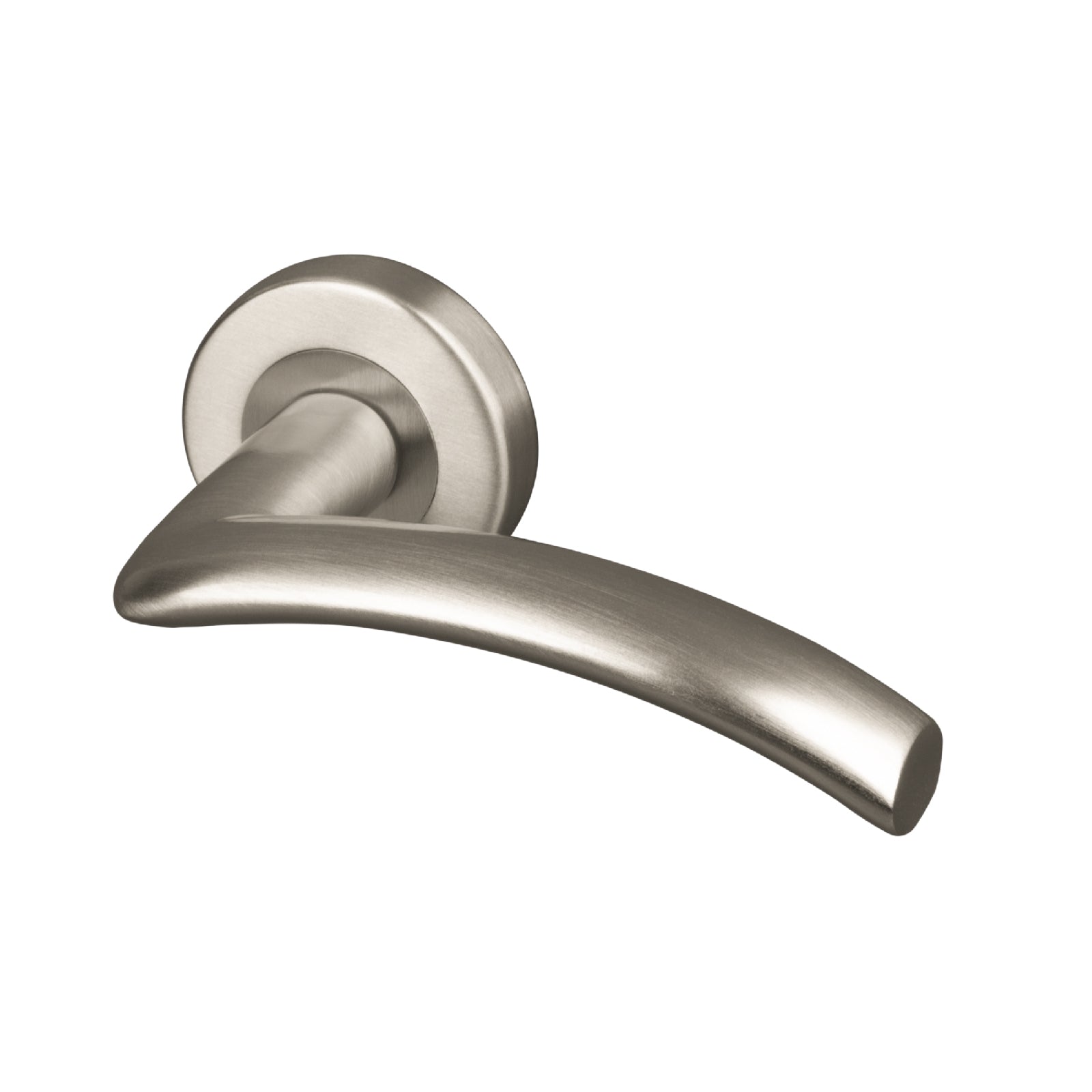 satin nickel Centaur round rose door handles, 10 year mechanical guarantee SHOW