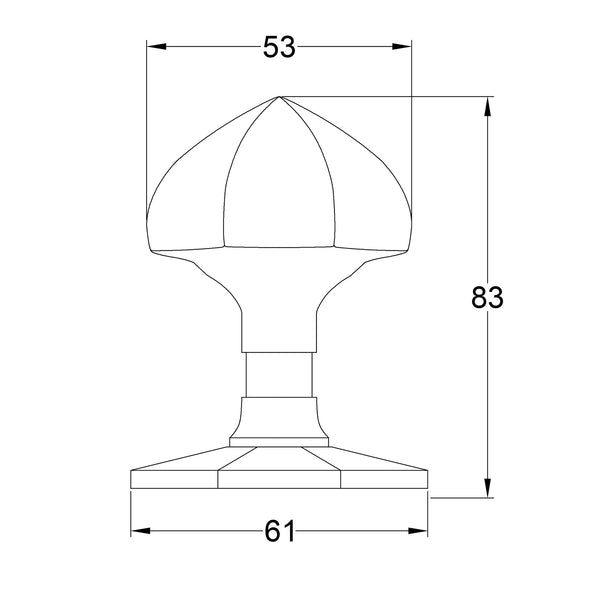 Dimension drawing for octagonal centre door knob SHOW
