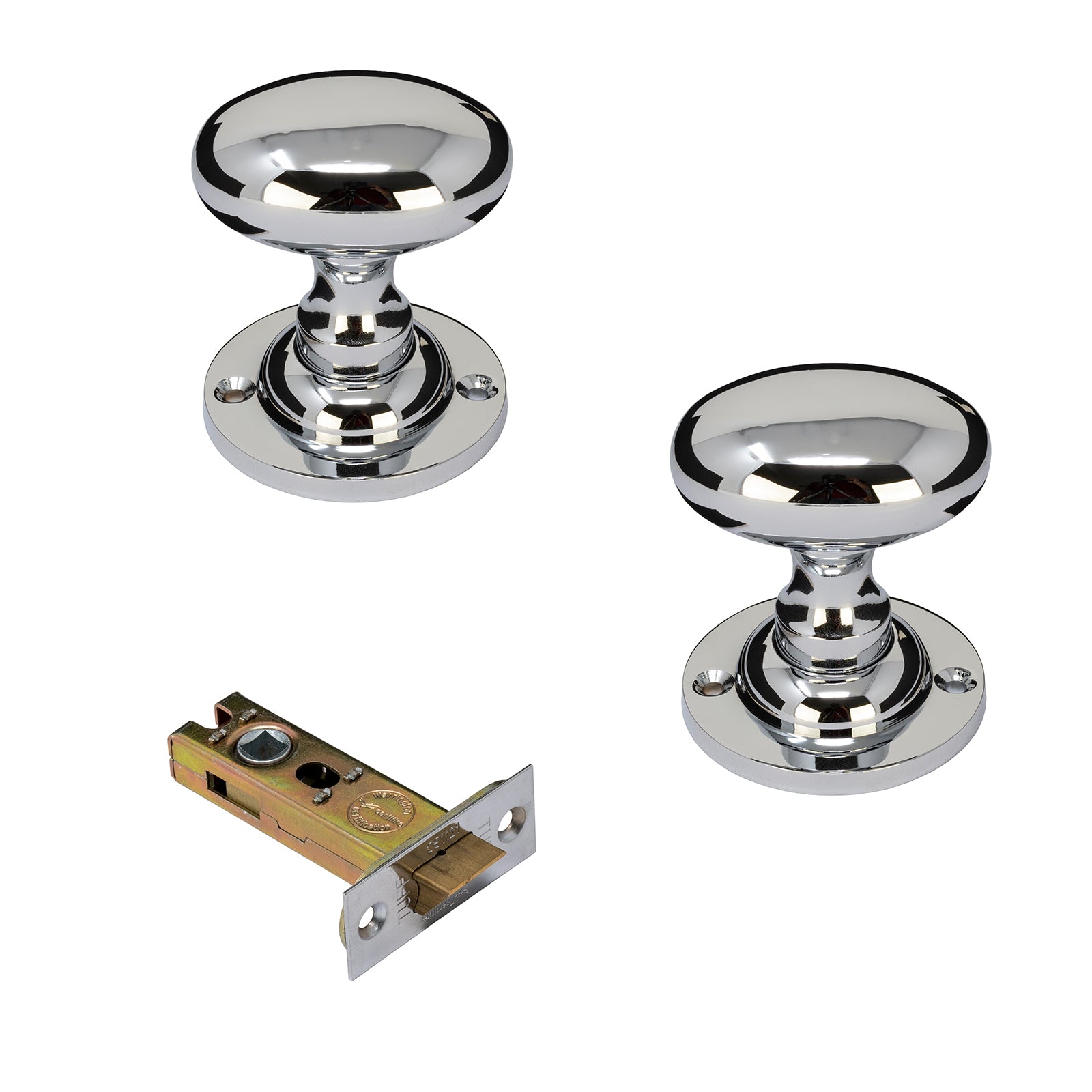 Oval Chrome Door Knobs 3 inch latch set