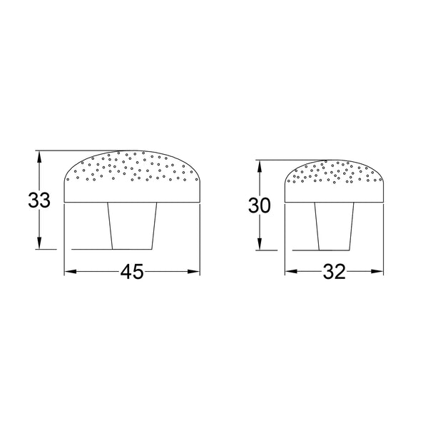Cast iron dotted cabinet knobs dimension drawing SHOW