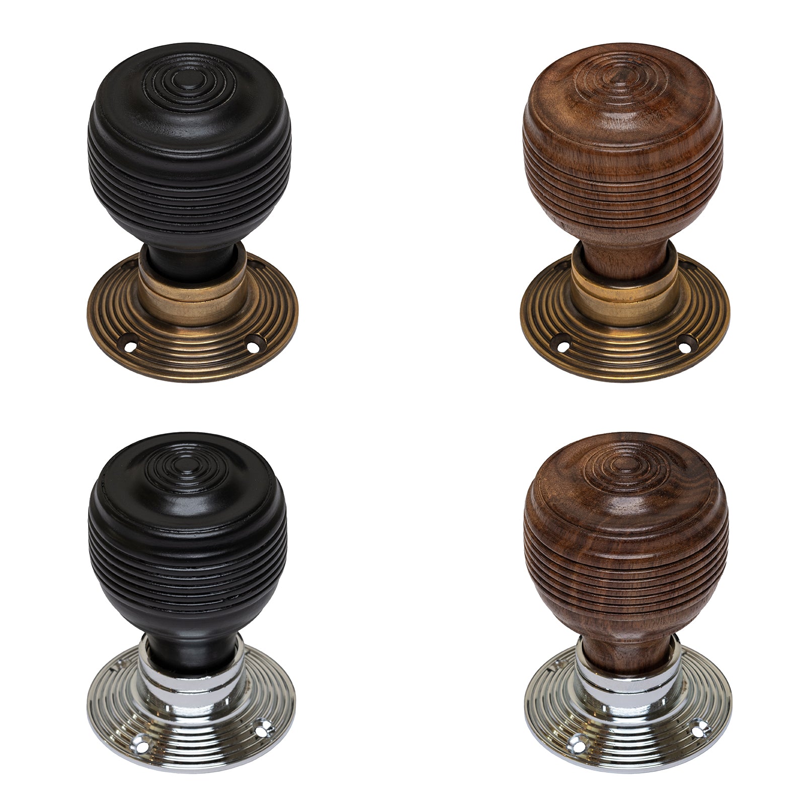 Georgian Wooden Door Knobs Chrome & Antique