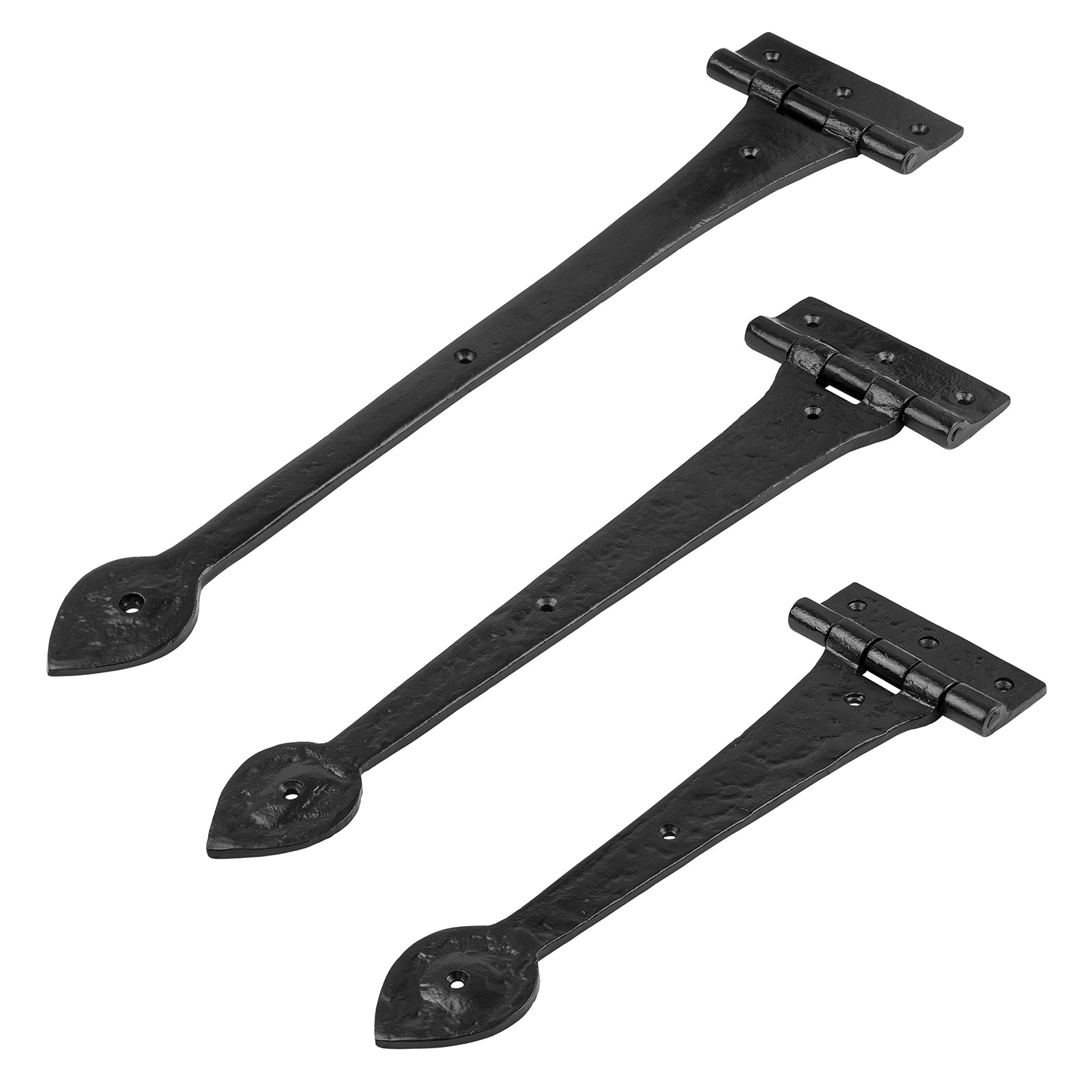 Tudor Gate Hinges | Black cast iron T Hinges for external use