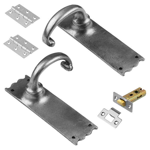 Cottage pewter door handle latch set SHOW