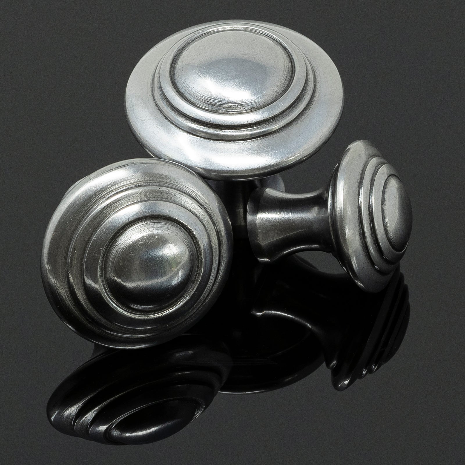 Cast Iron ringed cabinet knobs close up SHOW