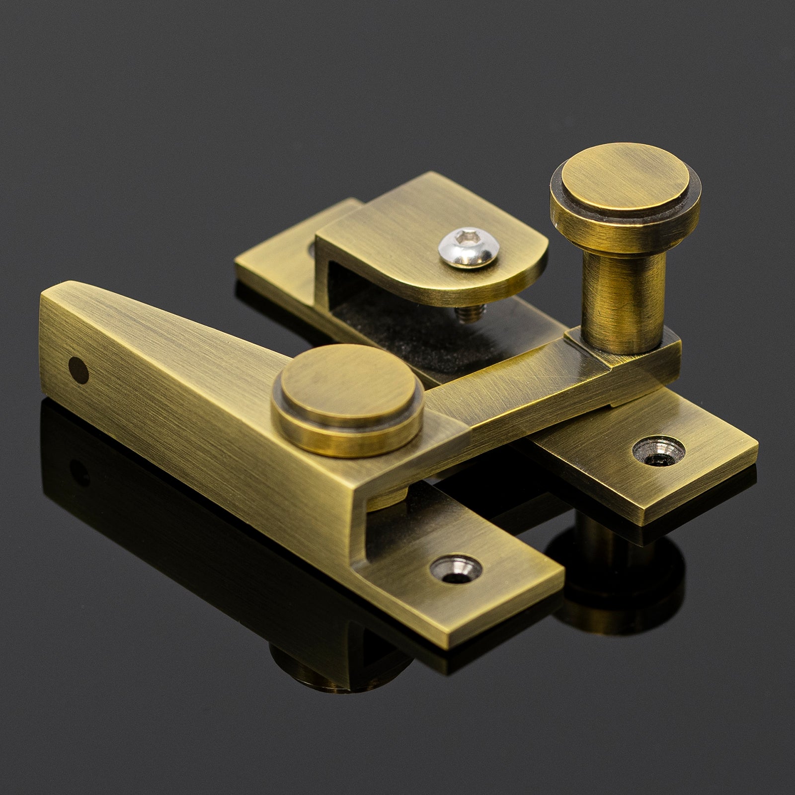 Hook & Plate Sash Window Fastener Finished in Antique Brass SHOW