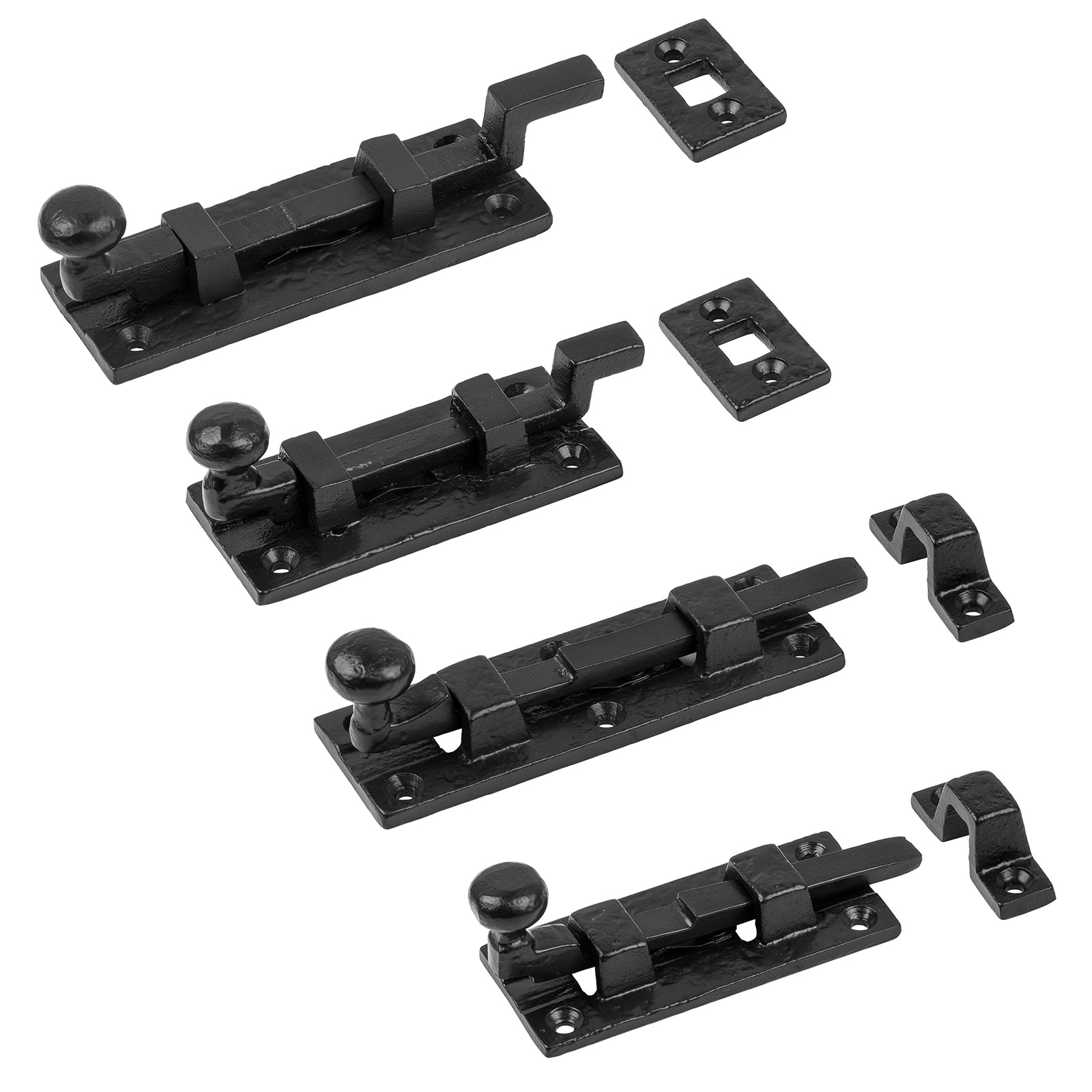 garden door latch, gate fasteners, Tudor Door Bolts | Black cast iron outdoor bolts