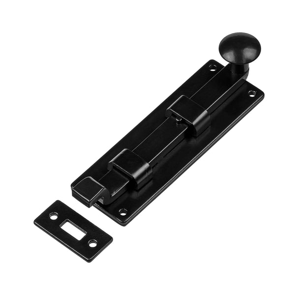 Door Bolts with Armor-Coat Cranked Black 6 Inch 