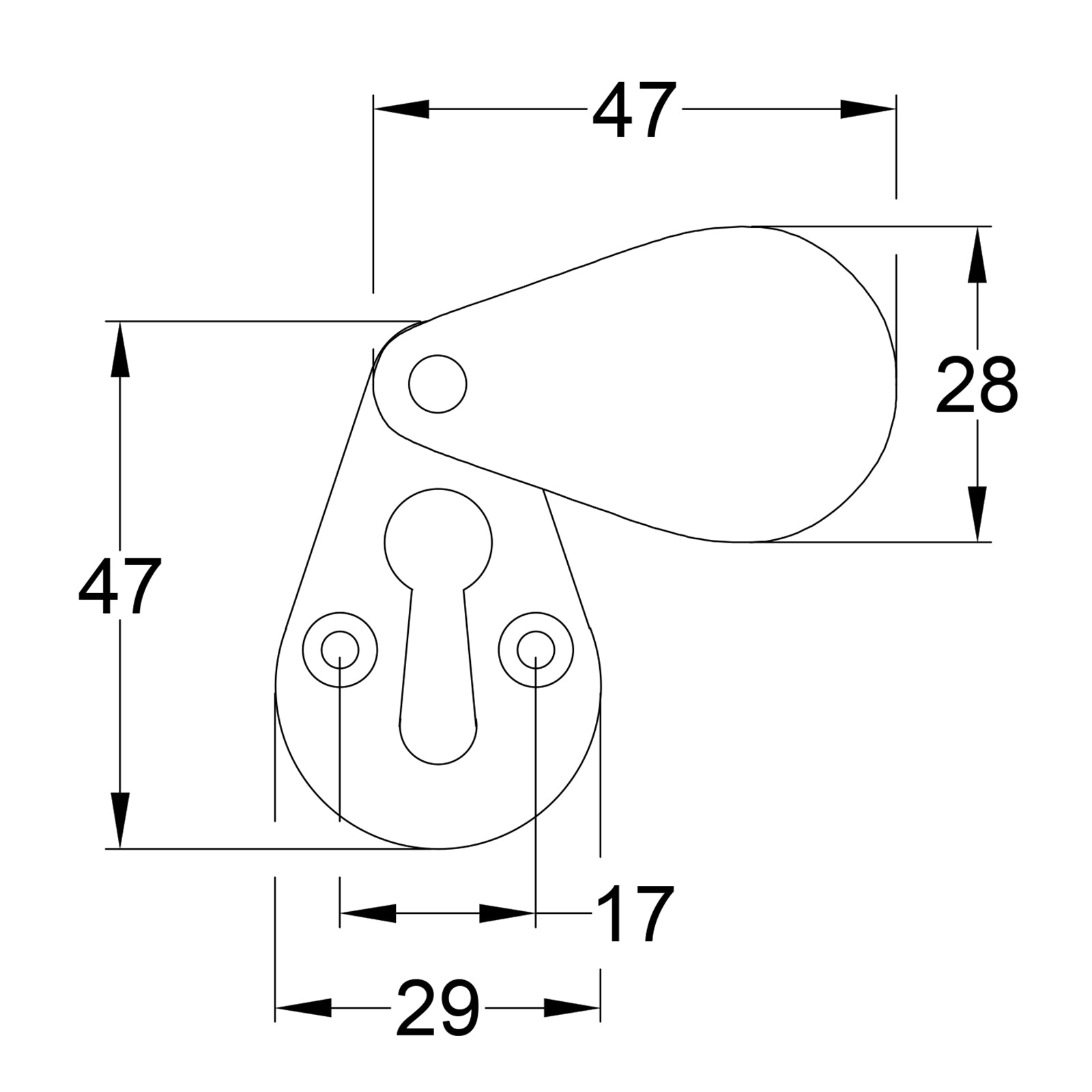 Drawing of Wooden Pear Drop Escutcheons SHOW