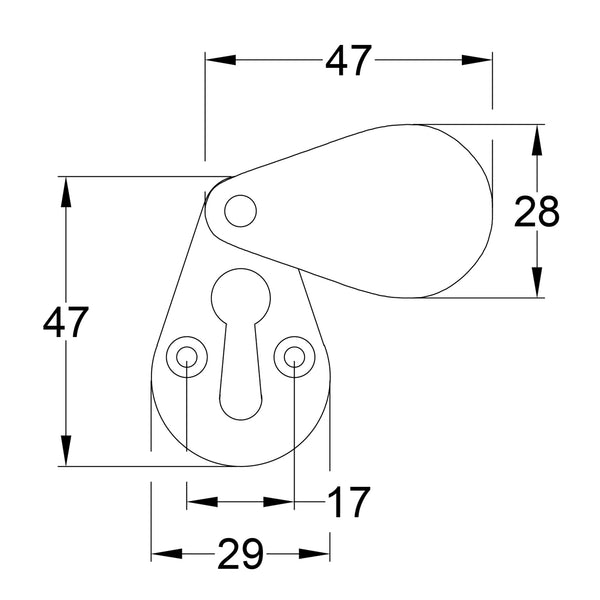 Drawing of Brass Pear Drop Escutcheons SHOW